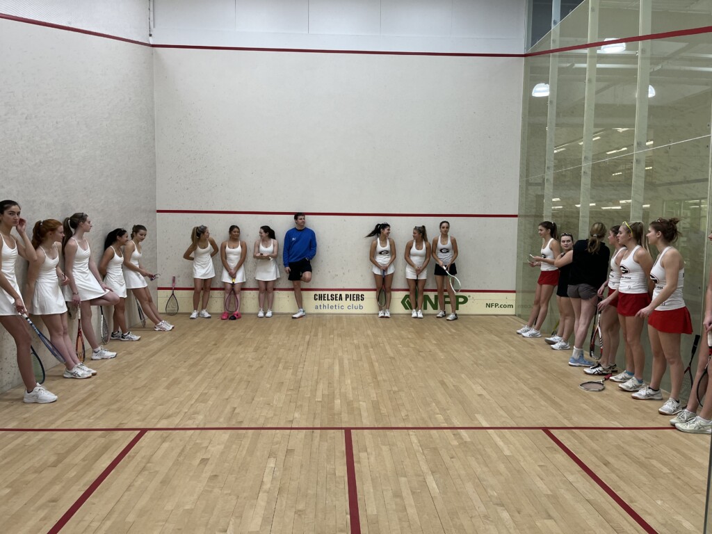 (PHOTO: Rye 1 Girls lineup at Chelsea Piers for a showdown vs a strong league challenger in Darien on Thursday.)