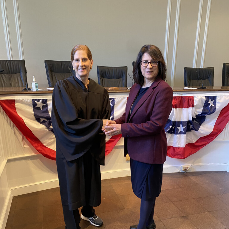 (PHOTO: Rye City Court Judge Valerie Livingston with new City Councilwoman Lori Fontanes on Sunday, January 1, 2023.)