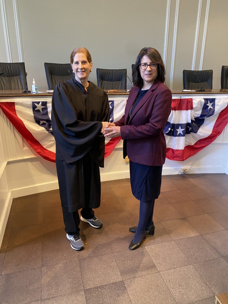 (PHOTO: Rye City Court Judge Valerie Livingston with new City Councilwoman Lori Fontanes on Sunday, January 1, 2023.)