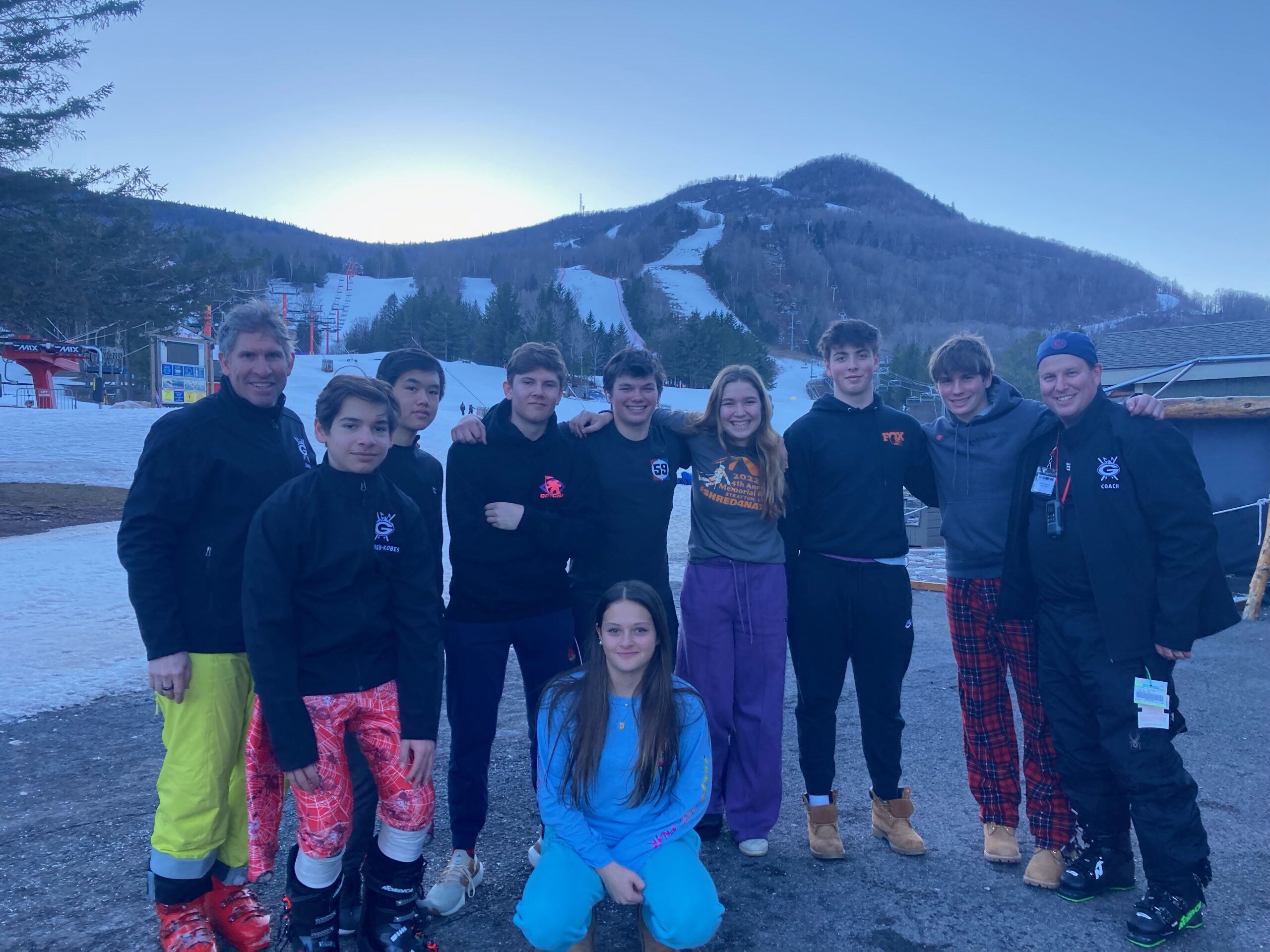 (PHOTO: The 2023 Rye Varsity Ski team's eight sectional qualifiers competed on Tuesday at Hunter Mountain.)