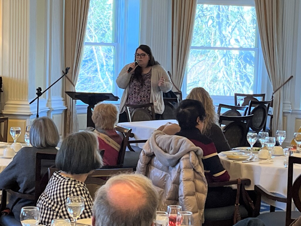 (PHOTO: Dr. Sarah Hahn, Assistant Professor of Behavioral Science & Sociology at Mercy College, spoke at The Osborn.)