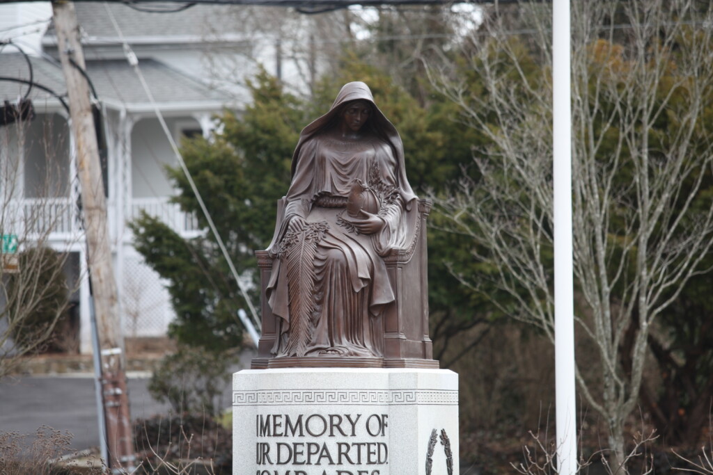 (PHOTO: Rye FD's memorial for fallen firefighters, Our Lady Memory, on Fireman's Circle in Rye.)