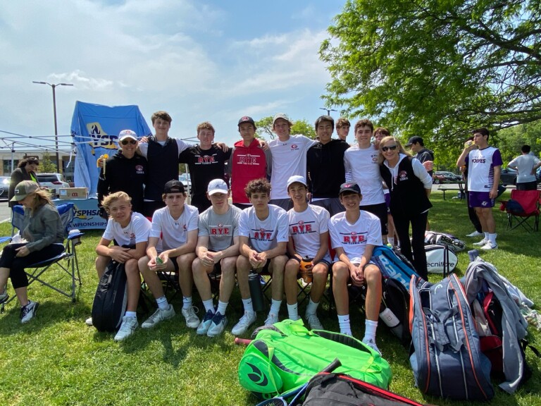 (PHOTO: The Rye Boys Varsity Tennis team at the Section 1, Division 1 championship finals on Sunday.)