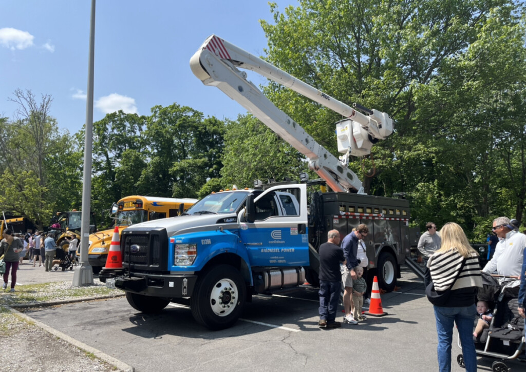 (PHOTO: The Rye Free Reading Room's 2023 annual Vehicle Fair: lights out? This Con Ed bucket truck may be the one that comes to your rescue. Credit: Will McCullough.)