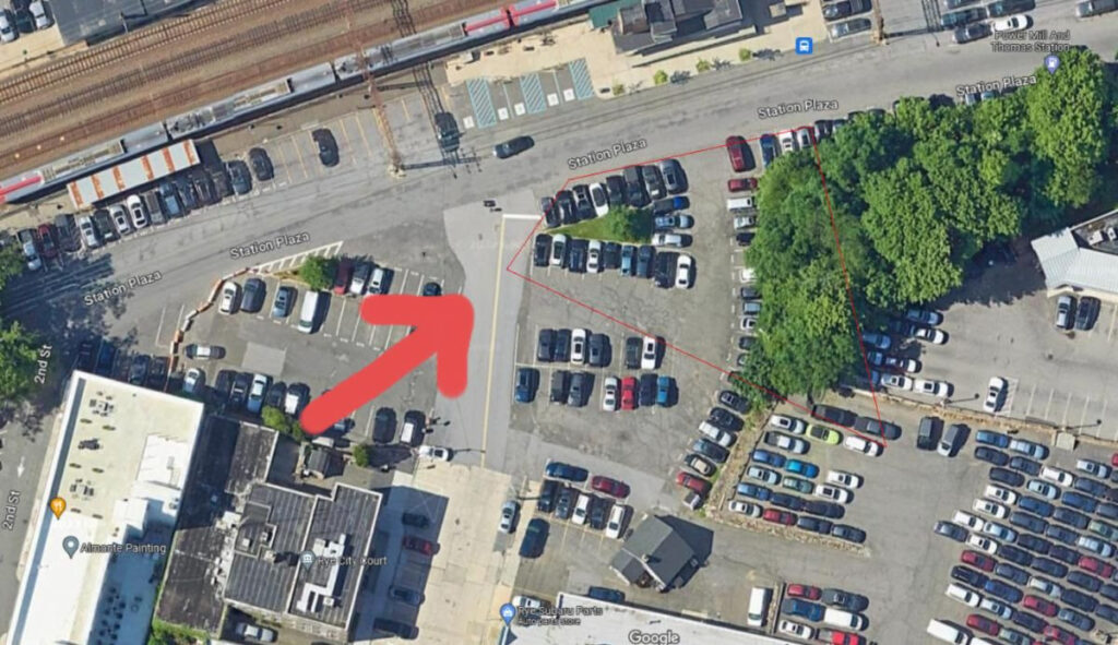 (PHOTO: Verizon will use some metered and permitted parking spots during the unipole construction, as marked in the photo above, in the vicinity for their equipment and operations. Construction is set to commence on Thursday, May 11th and will take approximately three months to complete. During this time there will be some parking disruptions in the area.)