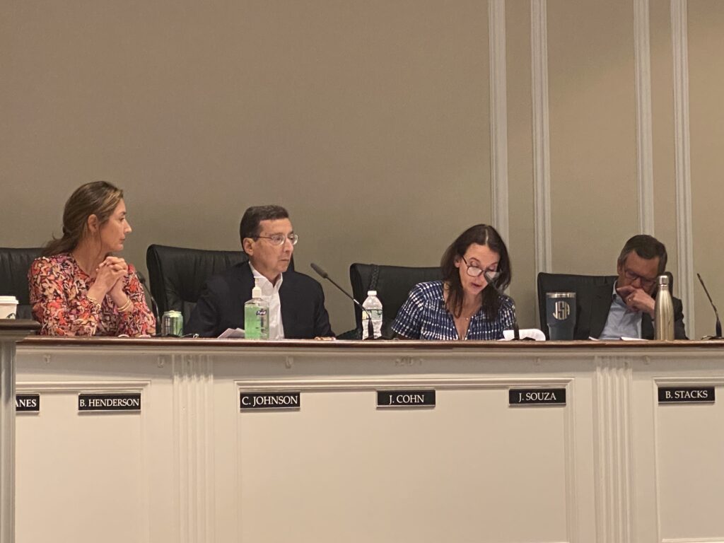 (PHOTO: The "Gang of Four" Councilwoman Carolina Johnson, Mayor Josh Cohn, Councilwoman Julie Souza and Councilman Ben Stacks at the Council meeting on Wednesday, June 14, 2023.)