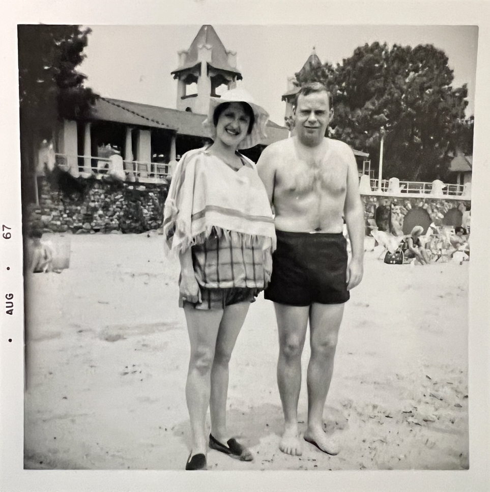 (PHOTO: Sally and Dick Lee on Rye Playland Beach in August 1967.)