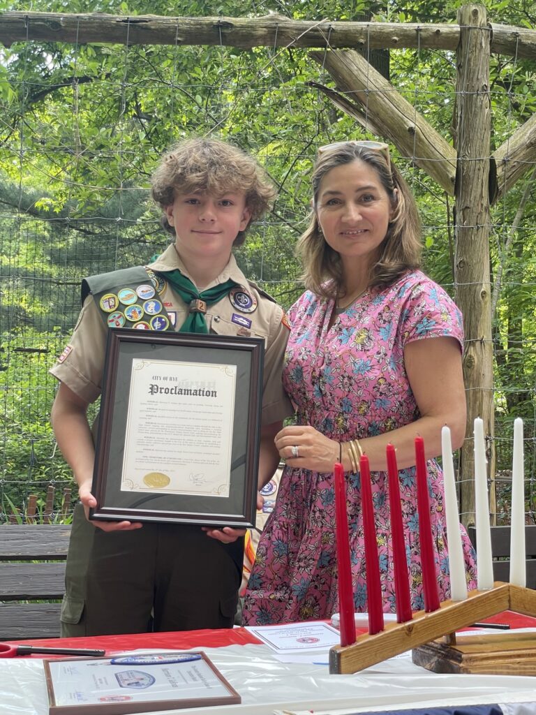 (PHOTO: Harrison Gelinas With Carolina Johnson of the Rye City Council)