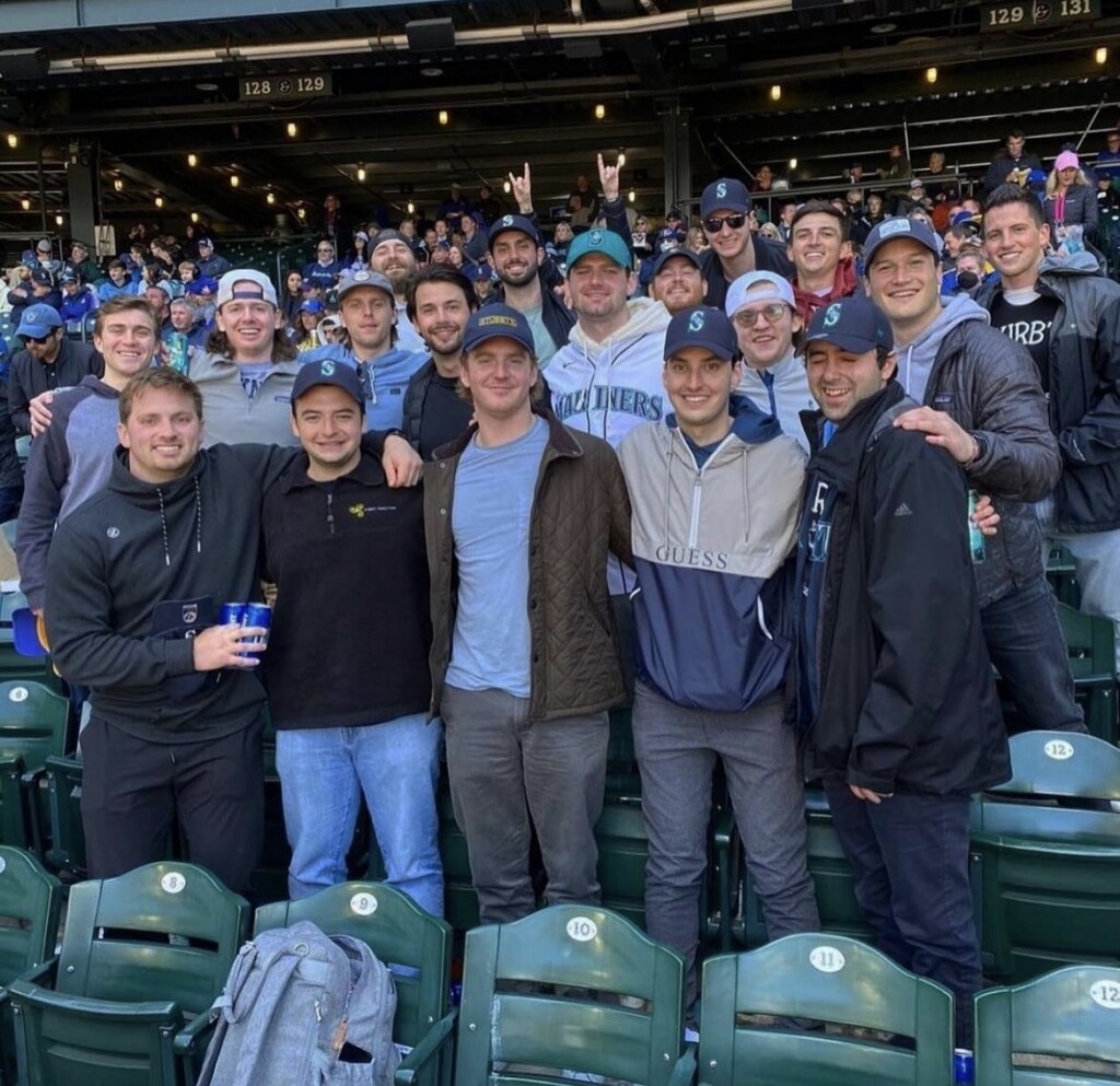 (PHOTO: Rye High School and Elon University Alumni supporting Kirby during his MLB debut on May 8, 2022.)