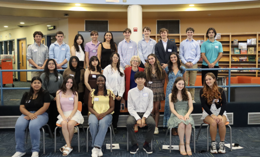 (PHOTO: Cameron Holler and Phoebe Greto of Rye High School and Amelia Kligman and Alexis Friedman from Rye Neck High School were four of 29 Westchester high school students who received citizenship awards from State Senator Shelley Mayer last Friday.)