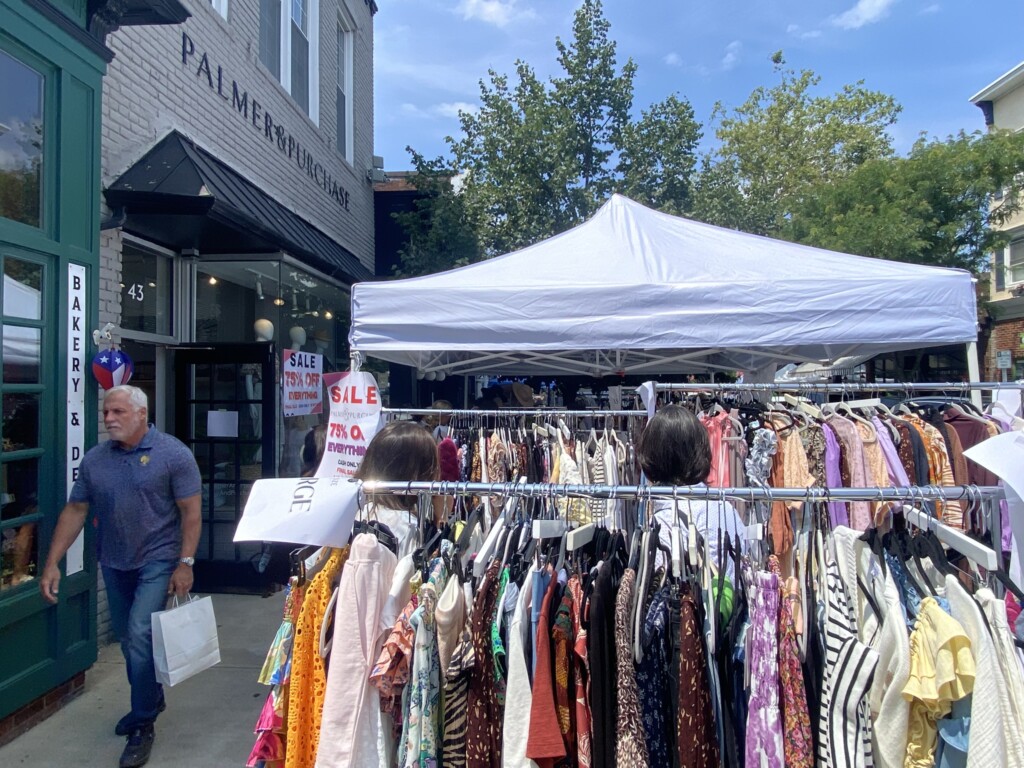 (PHOTO: Rye's 2023 annual sidewalk sale got underway on Thursday. Along downtown Purchase Street the sale continues 10:00am - 5:00pm on Friday, July 21st and Saturday, July 22nd.)