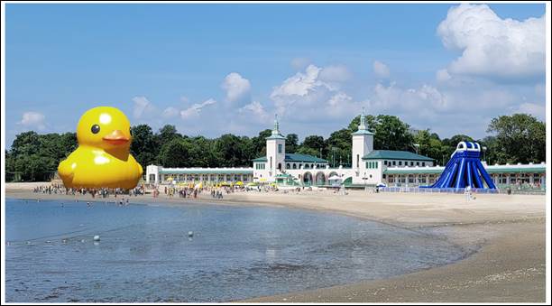 (PHOTO: Rendering only. The World’s Largest Rubber Duck will visit Rye Playland in Rye, NY on Friday, July 28, Saturday, July 29, and Sunday, July 30th, 2023.)