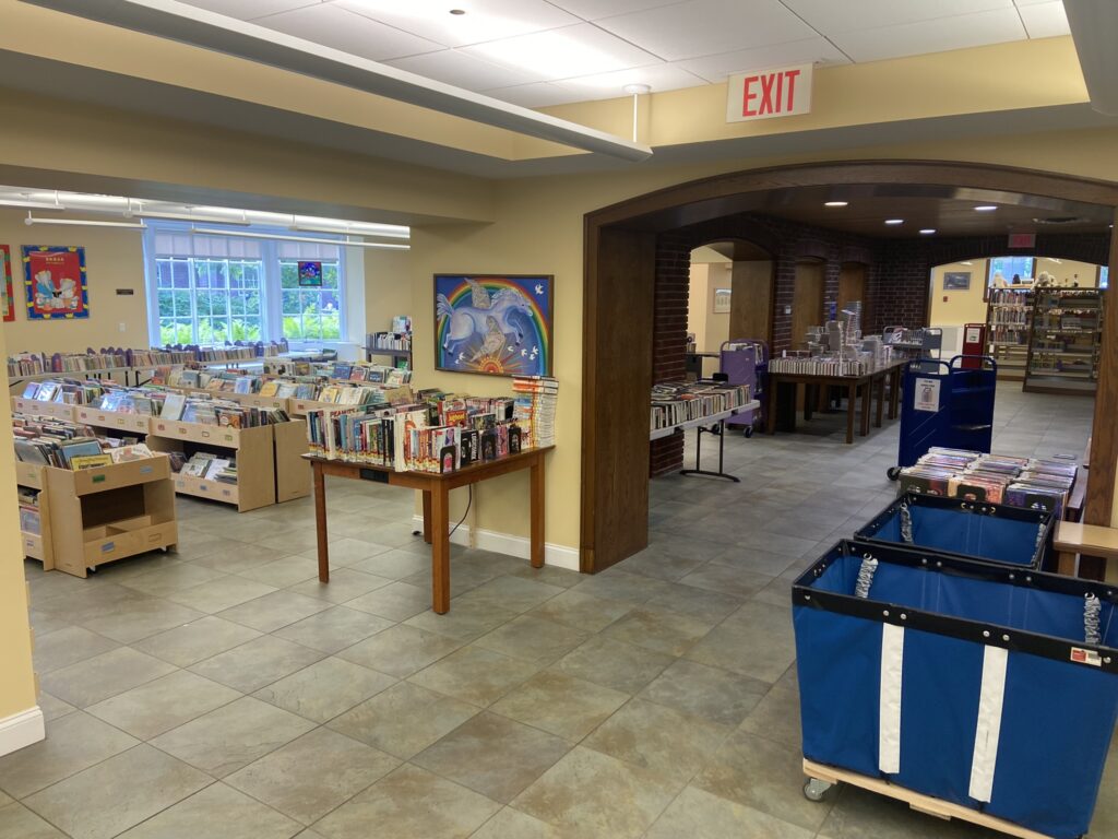 (PHOTO: The Rye Free Reading Room will be shifting certain library collections to new spaces to provide additional clearance on the lower level in case of flood. The biggest move will be the relocation of the children’s collections from the lower level to the first floor.)