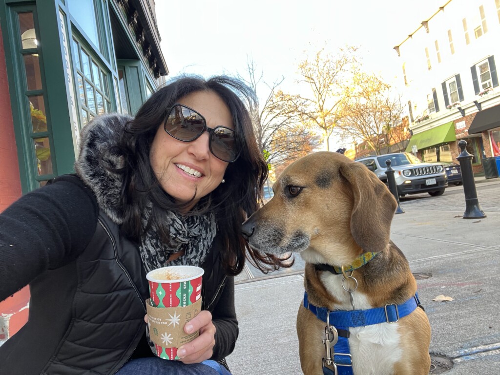 (PHOTO: Adriane and her dog, Kaya, on Purchase St in November, 2022)