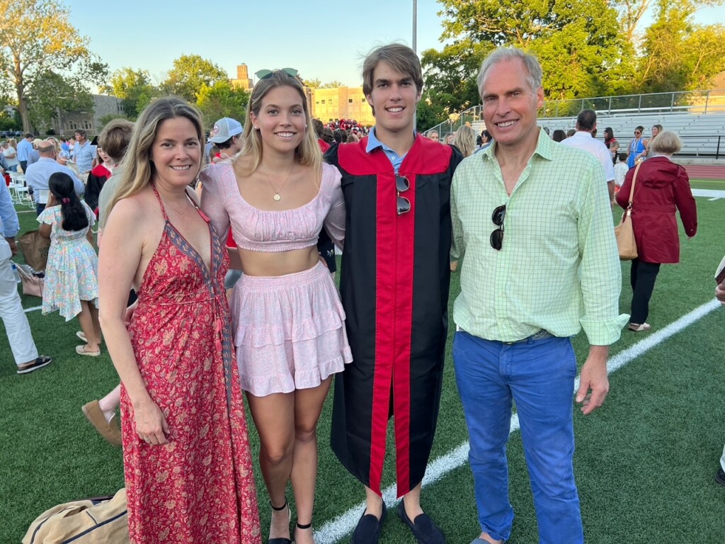 (PHOTO: Rye City Council candidate Keith Cunningham (far right) with (left to right) wife Nicole, daughter Amelia (RHS '20) and son Aidan (RHS '22) at Aidan's graduation.)