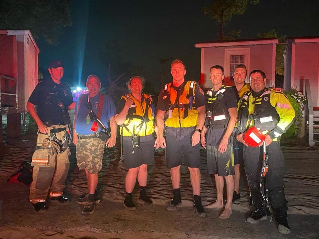 (PHOTO: A Rye FD at Shenorock Shore Club during the rescue on Wednesday, August 23, 2023.)