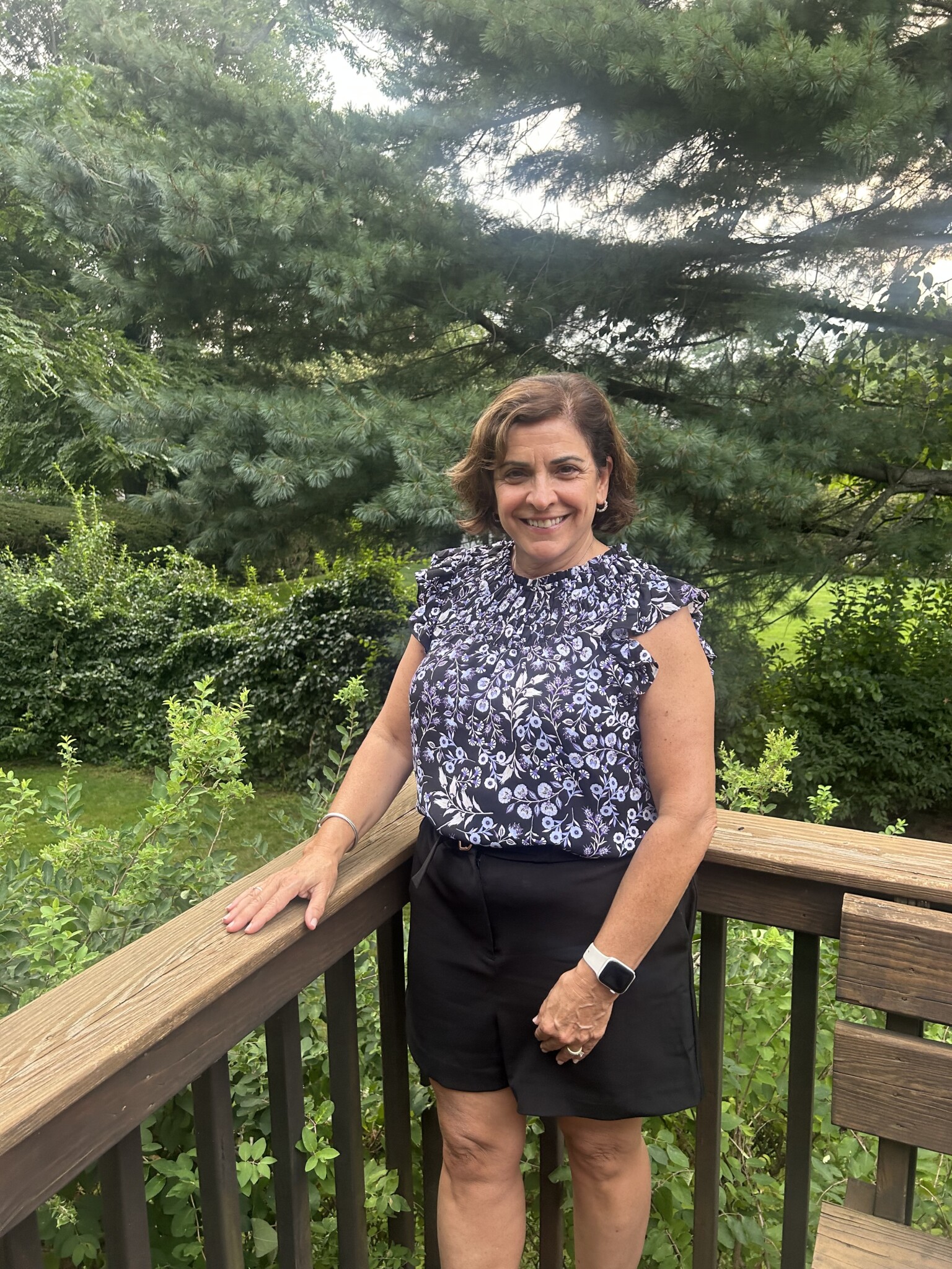 (PHOTO: Rye Lifer Angela O’Keefe outside of her home in Rye.)