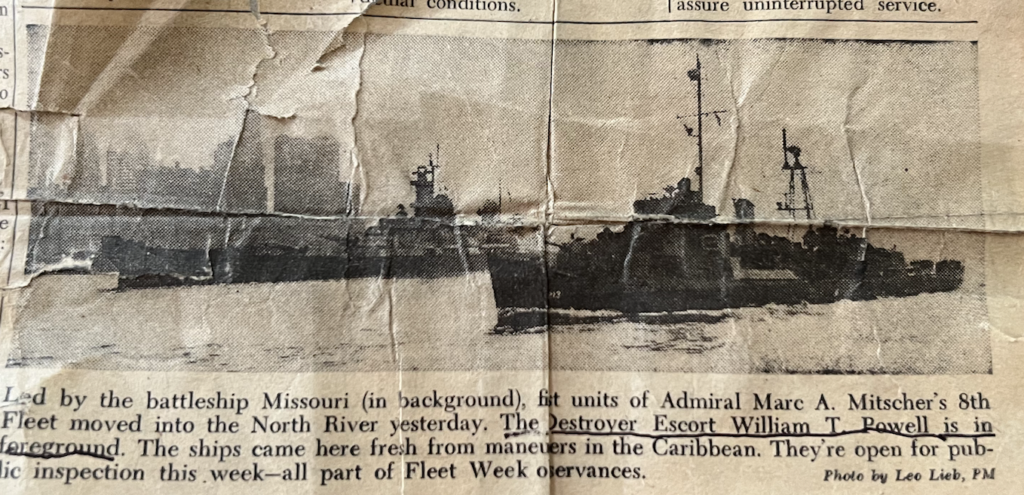 (PHOTO: Newspaper clipping of the Destroyer Escort)