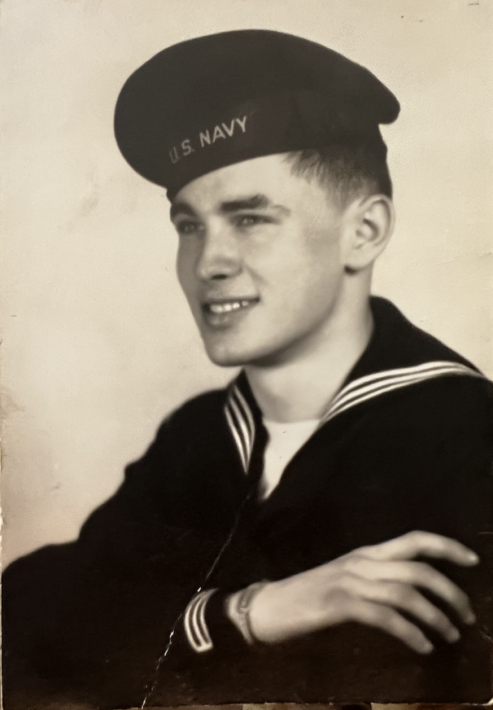 (PHOTO: US Navy Headshot of Herbert Blecker at 18 years old in 1944.)