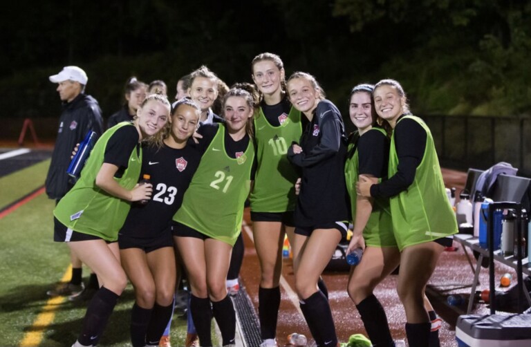 (PHOTO: Rye Girls Varsity Soccer at Albertus Magnus on Tuesday.)