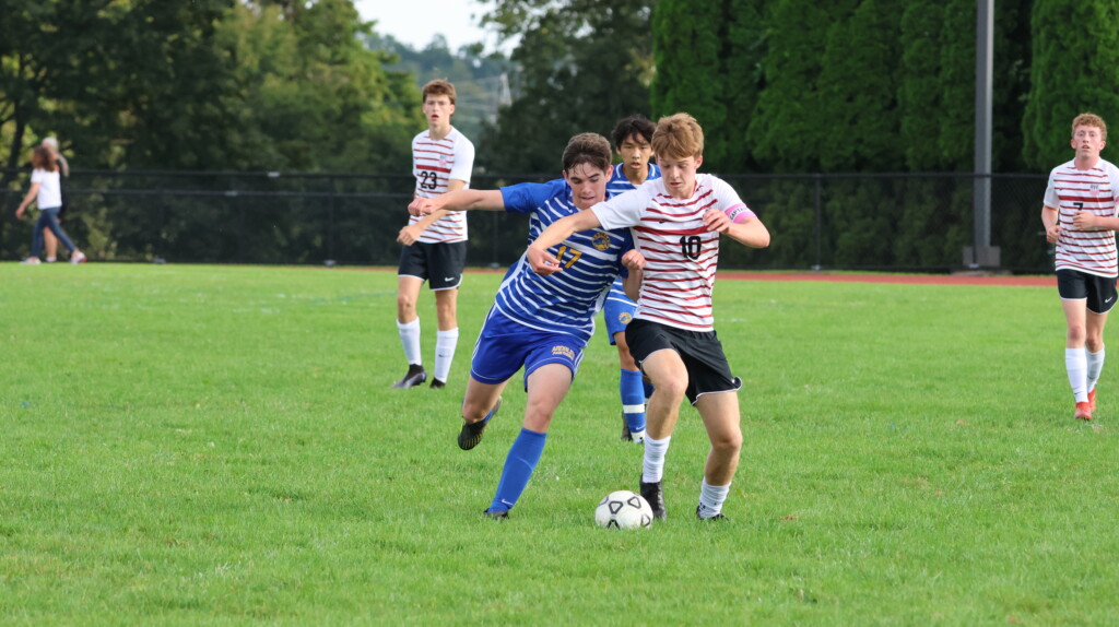 (PHOTO: Rye Boys Varsity Soccer on Thursday facing Ardsley.)