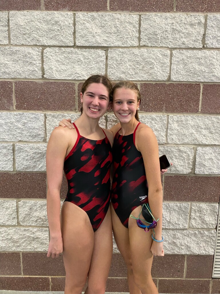 (PHOTO: Rye Girls Varsity Swimmers Sydney Goldberg (left) and Kate Chesley (right).)