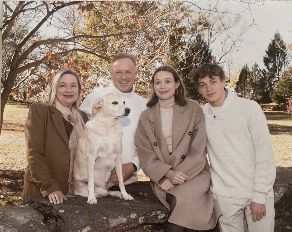 (PHOTO: Catherine Parker, candidate and current Westchester County Legislator, District 7, with her husband David, children Julia and Aiden Walker and the family dog Lucy.)