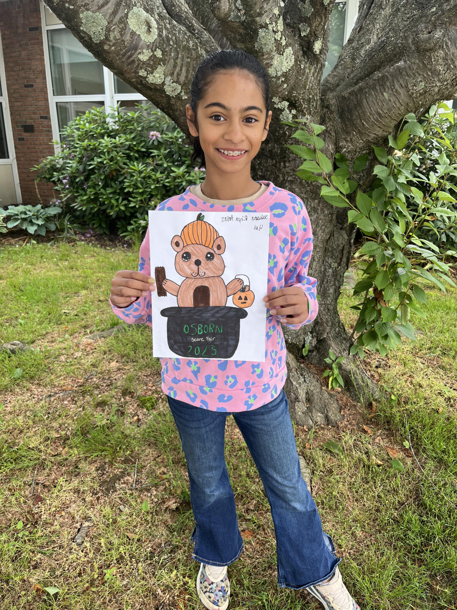 (PHOTO: Osborn Elementary 5th grader Sahana Aria had her design selected for the 2023 Scare Fair T-Shirt Contest.)