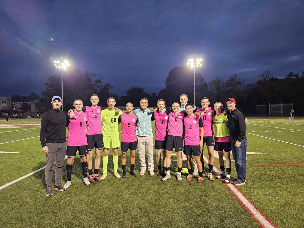 (PHOTO: The 11 seniors of Rye Boys Varsity Soccer and 2 parent coaches who spent their 3rd grade-11th grade years together with the Rye Youth Soccer Galaxy.)