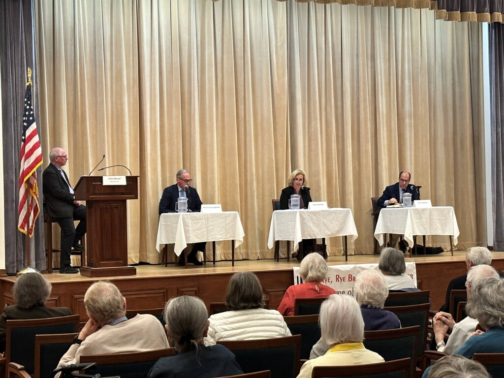 (PHOTO: Rye City Council candidates appeared at a local League of Women Voters candidate forum at The Osborn on October 16, 2023.) 