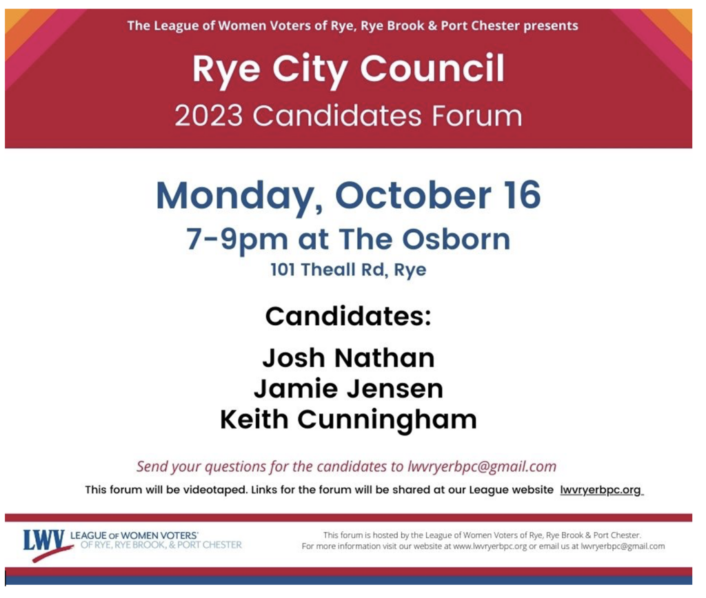 Rye City Council Candidates Forum 2023 - League of Women Voters