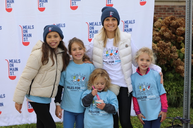 (PHOTO: At the 2023 annual Miles for MOMS (Meals of Main Street) race: MOMS Auxiliary Board member, Jaclyn Shanahan (Rye), with little ones after their first Miles for MOMS 50-yard Kids Scamper.)