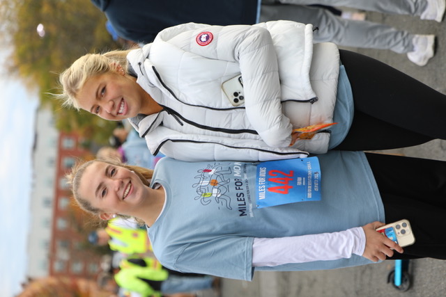 (PHOTO: At the 2023 annual Miles for MOMS (Meals of Main Street) race: Rye High School students and Miles for MOMS volunteers, Maggie Swanson and Tevah Gibbs.)