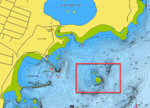 (PHOTO: The highlighted area shows the area of Transport Rock off Edith Read Sanctuary and Playland.)