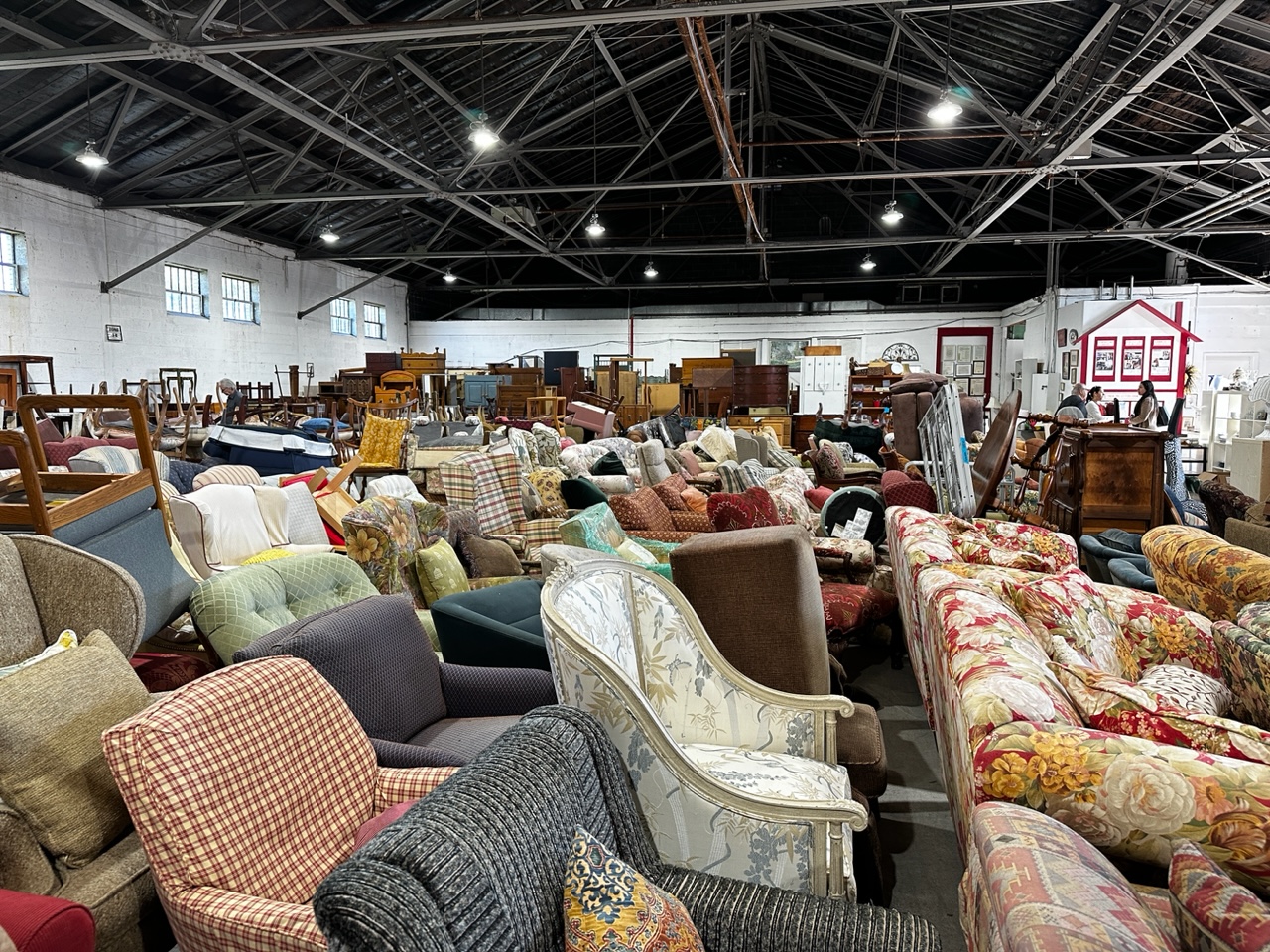 (PHOTO: Furniture Sharehouse's warehouse at Westchester County Airport when fully stocked with furniture donations.)