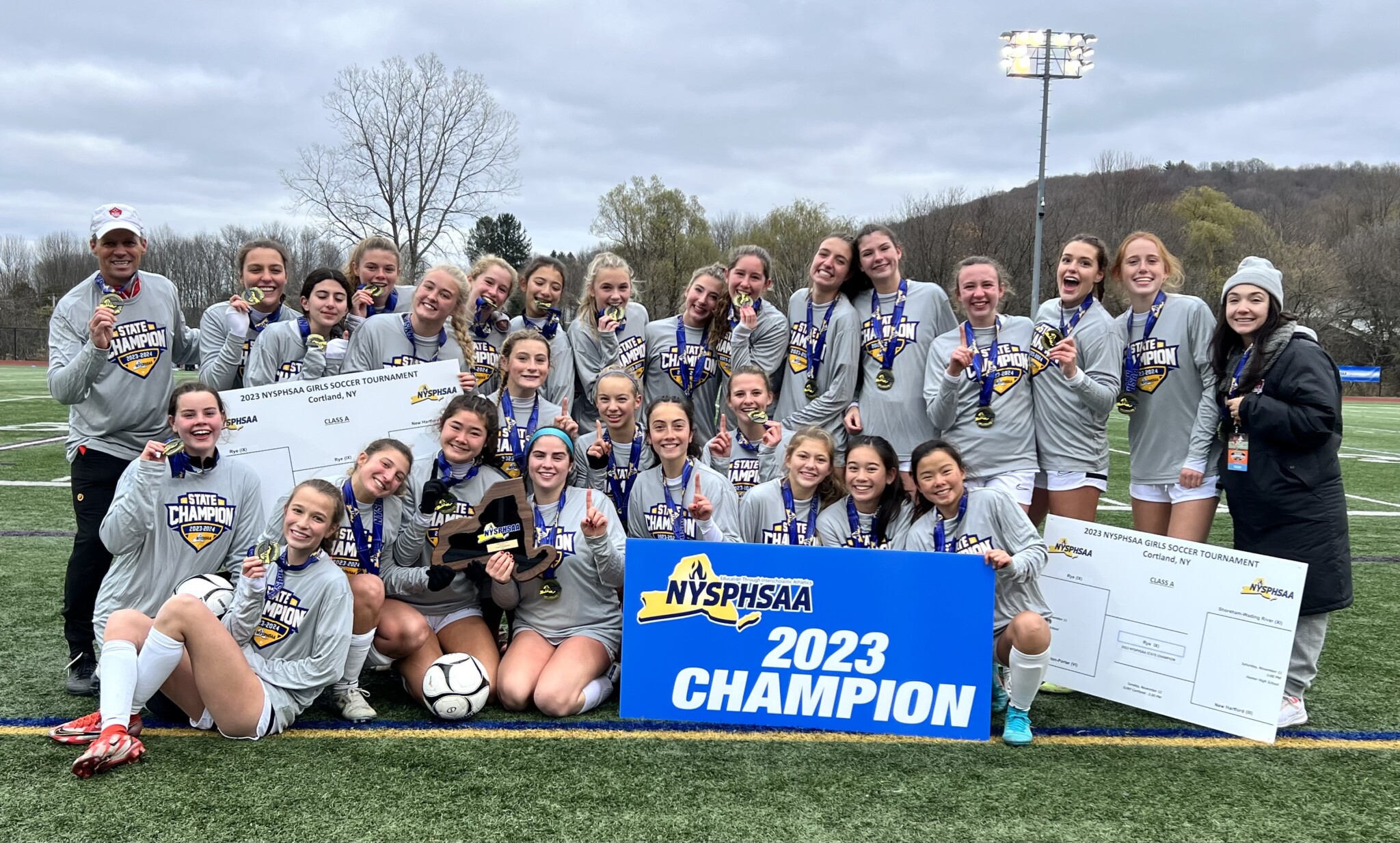 (PHOTO: The 2023 Class A State Final Champion Rye Girls Varsity Soccer team.)