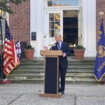 (PHOTO: State Assemblyman Steve Otis delivers remarks during the Veterans Day ceremony on the Rye Village Green November 11, 2023.)