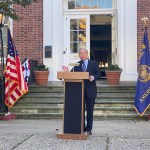 (PHOTO: State Assemblyman Steve Otis delivers remarks during the Veterans Day ceremony on the Rye Village Green November 11, 2023.)