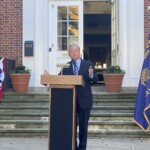 (PHOTO: State Assemblyman Steve Otis delivers remarks during the Veterans Day ceremony on the Rye Village Green November 11, 2023.)