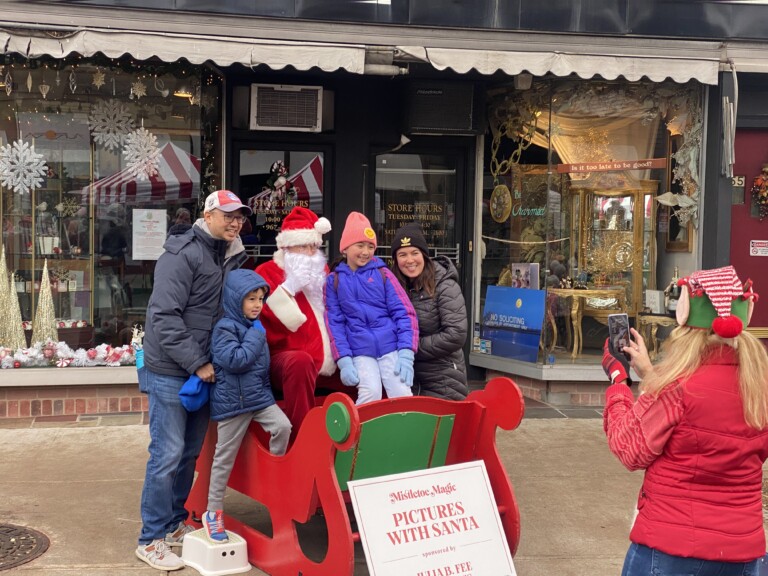 (PHOTO: The first confirmed Rye sighting of Santa for 2023 at Mistletoe Magic on Purchase Street in Rye on Sunday, November 26, 2023.)