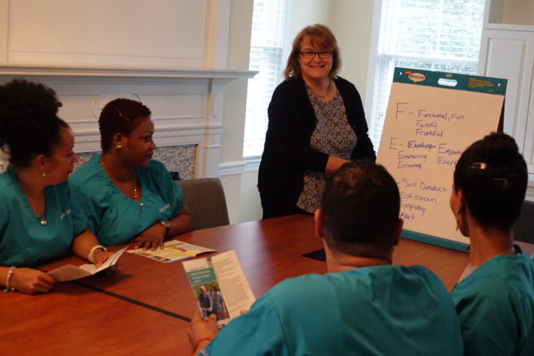 (PHOTO: Osborn Home Care’s Director of Business Development Laurie Pensiero teaching Osborn Home Care's 5-Star Training.)