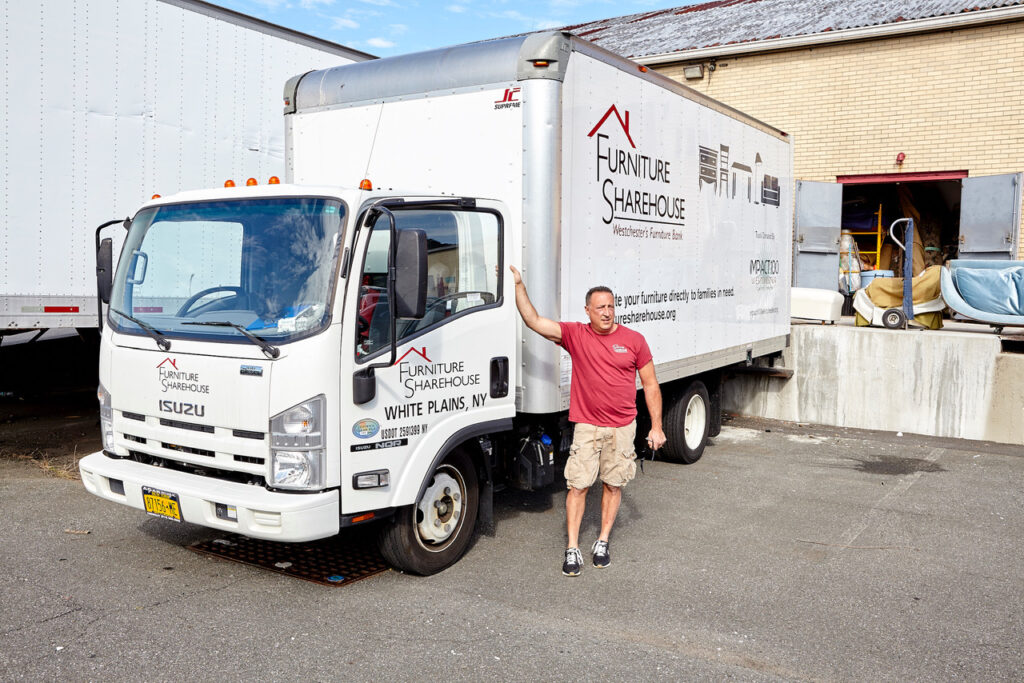 (PHOTO: Furniture Sharehouse's moving contractor Dave Vitullo, who handles delivery and pick up of furnishings.)