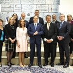 (PHOTO: Westchester County Executive and Rye guy George Latimer and the entire Westchester delegation with Israel President Isaac Herzog during the Westchester Jewish Council mission trip this week.)