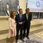 (PHOTO: New York State Assembly Member Amy Paulin, Israel President Isaac Herzog, and Westchester County Executive and Rye guy George Latimer during the Westchester Jewish Council mission trip this week.)