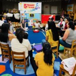 (PHOTO: 5 Steps to Five board member and The Parent Practice founder Ann Magalhaes with Jackie Frederick-Berner during a mindfulness meditation sharing meditation and self care tips in celebration of Mother’s Day, 2023.)