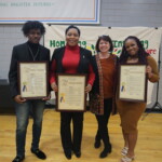 (PHOTO: Carver Center 2023 Black History Month celebration - CEO Anne Bradner with honorees (left to right) Isaiah Brown, Vanessa Clay-Williams, Bradner and Kiah Thomas.)