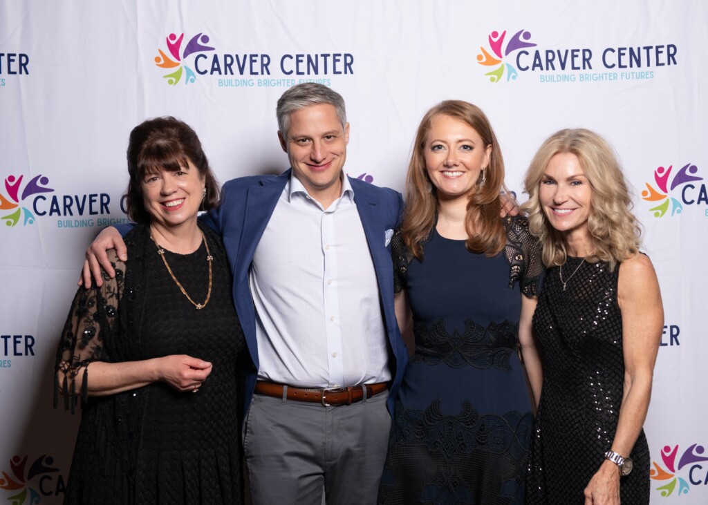 (PHOTO: The Carver Center's 2023 80th anniversary gala (left to right) Anne Bradner, Raf Steinberg, Claire Steinberg and honoree Maureen Gomez.)