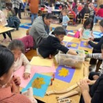 (PHOTO: Fall leaf art with families of 5 Steps to Five at All Souls Community Center in Port Chester.)