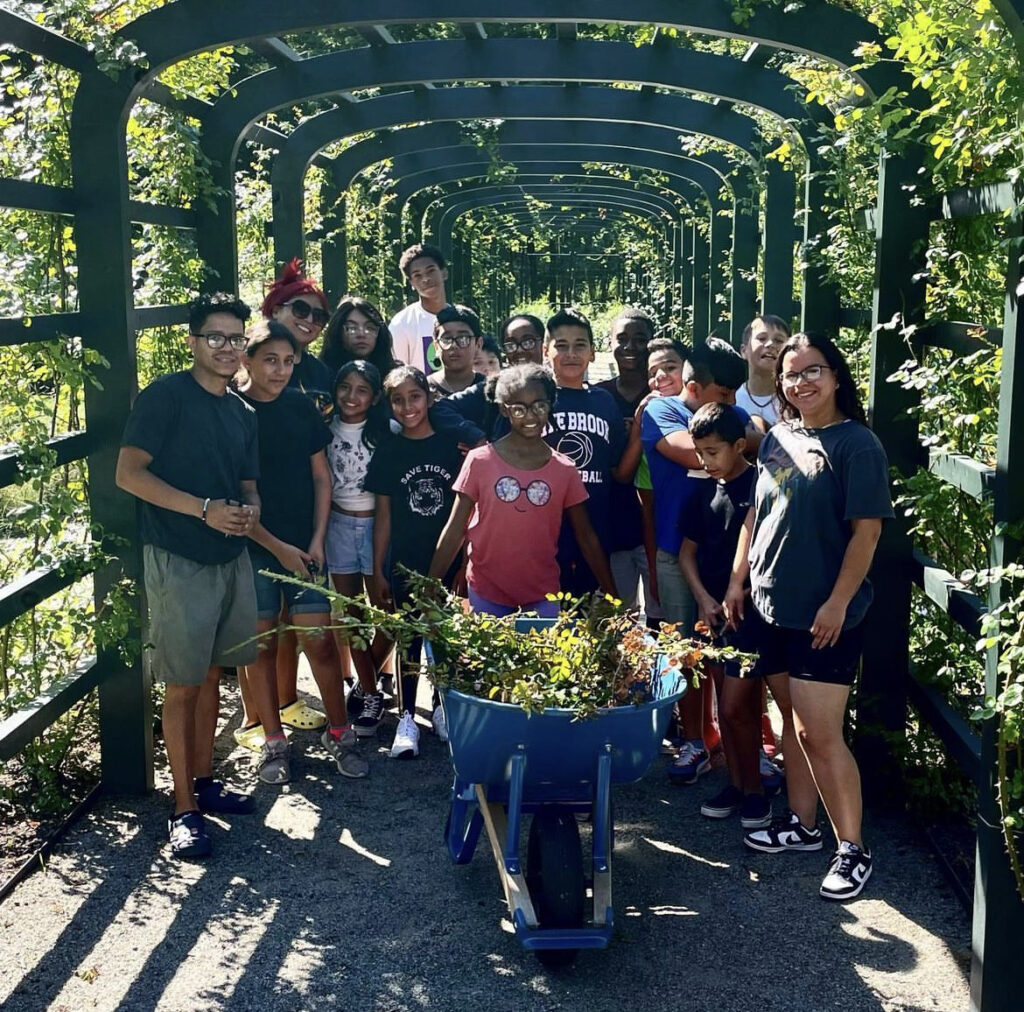 (PHOTO: Blue Skies students from Port Chester learn about horticulture at the Jay Heritage Center.)
