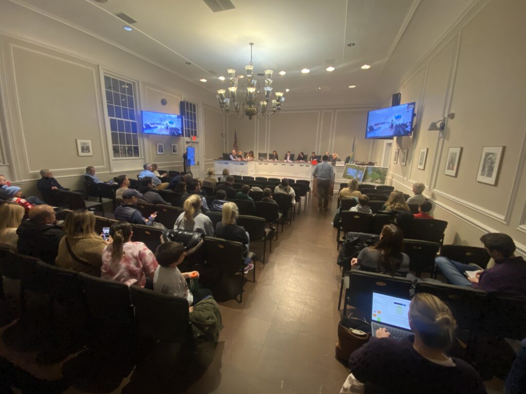 (PHOTO: Rye City Council chambers was full for the Nursery field discussion and vote on Wednesday, December 6th, 2023.)